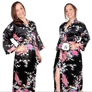 Floral Long Satin Kimono